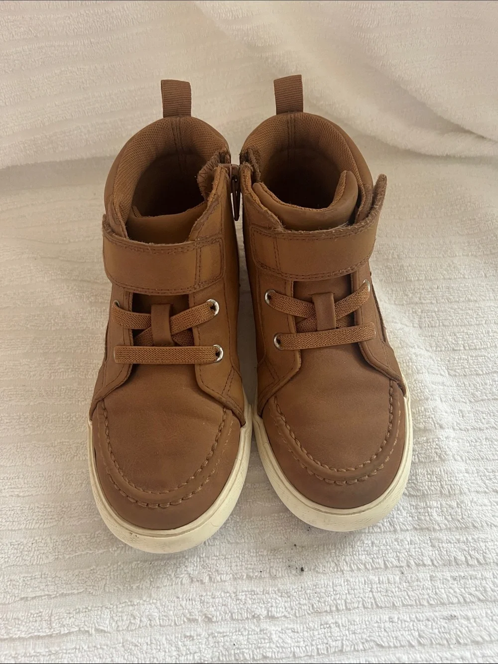 wonder nation Brown High-Top Kids Boots with Hook-and-Loop Strap
